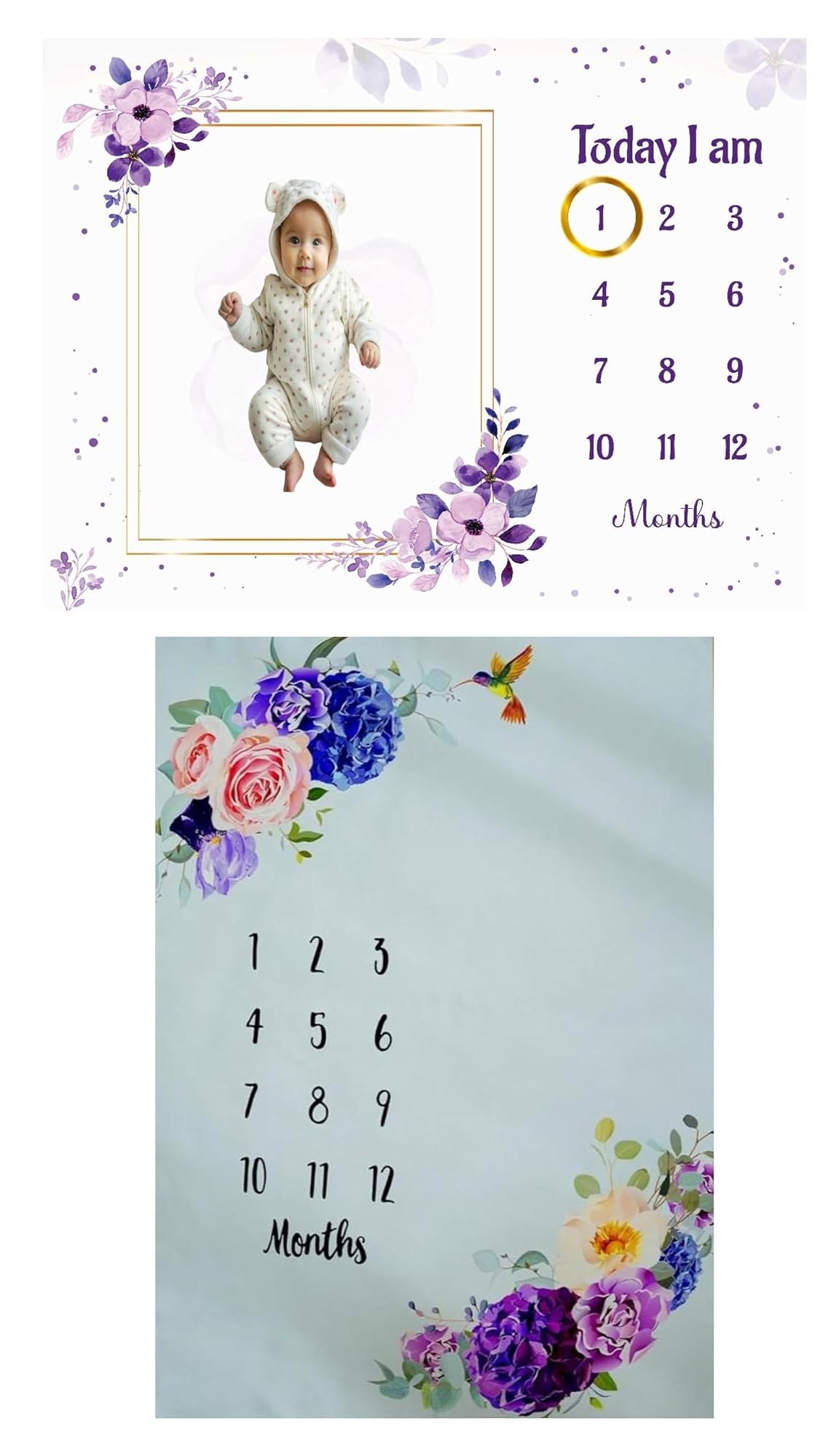 Baby Monthly Milestone Blanket Combo, Moon & Night Theme
